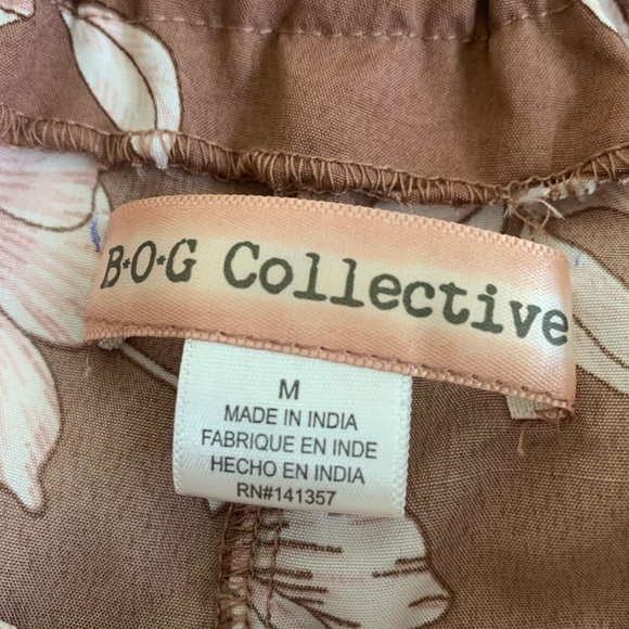 B O G Collective floral, Beiges and roses, high waist potato sack pant, size M - Picture 5 of 11